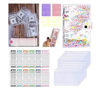 MOBYGKFY A6 PVC. Sequins Notebook Binder Organizer finanziario/Buste in contanti/Finanza mensile Journal/Tracker di spese, Libro contabile personale