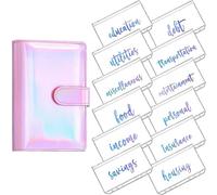 MOBYGKFY A6 Rainbow Soft. PVC. Notebook Cover Planner Budget Binder Organizer con 12 categorie Buste for raccoglitori con cerniera for Bill Planner(C)