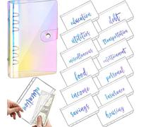 MOBYGKFY A6 Rainbow Soft. PVC. Notebook Cover Planner Budget Binder Organizer con 12 categorie Buste for raccoglitori con cerniera for Bill Planner(F)