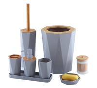 MOBYGKFY Articoli da toeletta Set da bagno in finta ceramica Set da bagno Set regalo da 8 pezzi(Blue,White)