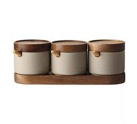 MOBYGKFY Barattolo di condimento ceramico della cucina con il coperchio Set stagionatura del pepe di conservazione del pepe bottiglia contenitore del cibo