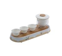 MOBYGKFY Borsa portatile for set da tè da viaggio Quick Cup in ceramica for esterni(Blanco)