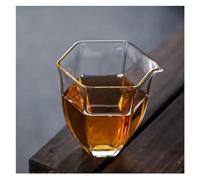 MOBYGKFY Brocca da tè esagonale in vetro trasparente for uso domestico. Resistenza alle alte temperature, non mano calda. Tazza della giustizia. Tazza da tè divisa(8.5x7.5cm 220ml)