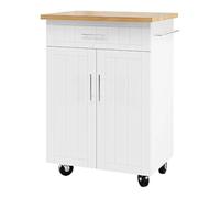 MOBYGKFY Carrello da cucina ad isola con tavolino portaoggetti su rotelle con ampio mobiletto for asciugamani e cassetti