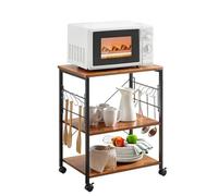 MOBYGKFY Carrello for forno a microonde con supporto da cucina 23,7 '' for piccoli spazi, tavolo da bar a 3 livelli Carrello for forno a microonde con rotelle