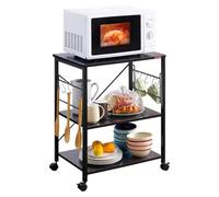 MOBYGKFY Carrello for microonde da cucina 23,7'' for piccoli spazi, tavolino da bar Carrello for forno a microonde con rotelle a 3 livelli
