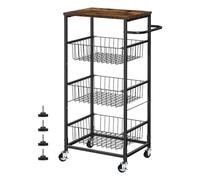 MOBYGKFY Carrello portaoggetti da cucina Carrello portaoggetti a 4 livelli con cestelli Carrello da servizio for fattoria con manico Cestino in rete Dispensa