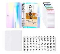 MOBYGKFY Copertura for notebook ricaricabile A6 Binder con 12 fogli di budget di buste in contanti e 2 pezzi Black Letters Etichette for ufficio Planner