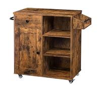 MOBYGKFY Cucina ad isola, mobiletto portaoggetti con cassetto, carrello da cucina con portaspezie e portasciugamani, risparmio di spazio, facile montaggio