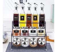 MOBYGKFY Cucina Zucchero Spice Barars Set Olio Spray Bottle Distributore Salsa Spezia Organizzatore Rack Accessori
