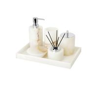 MOBYGKFY Kit da bagno in marmo bianco Set di forniture for il bagno Set di accessori for lavello Scatola for fazzoletti Vassoio for aromaterapia