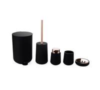 MOBYGKFY Kit da toilette for il bagno Tazza for spazzolare Scopino for WC Dispenser for bidone della spazzatura Bottiglia for lozione(3-Pack)