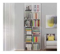 MOBYGKFY Libreria impilabile a 2 file a 6 strati con cubi in filo impilabile Scaffale for libreria con griglie in filo metallico fai-da-te(Blue,White)