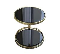 MOBYGKFY Moderna in bianco e nero Mini Glass Round Corner Tavolino Soggiorno Camera da letto Balcone tempo libero tondo(Schwarz)