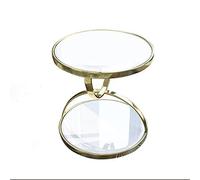 MOBYGKFY Moderna in bianco e nero Mini Glass Round Corner Tavolino Soggiorno Camera da letto Balcone tempo libero tondo(Blanco)