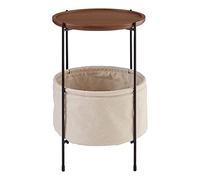 MOBYGKFY Nordic Simple Side Table Sofa Corner Table Ins Black Walnut Metal Round Cloth Storage Bag Tavolino da caffè(C)