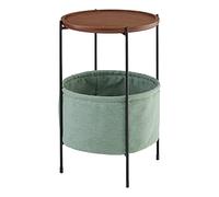 MOBYGKFY Nordic Simple Side Table Sofa Corner Table Ins Black Walnut Metal Round Cloth Storage Bag Tavolino da caffè(Blue,White)