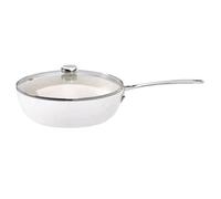 MOBYGKFY Pentola bianca piccola Pentola antiaderente in ceramica smaltata Fornello elettromagnetico Pentola universale a fondo piatto bianca a fuoco aperto