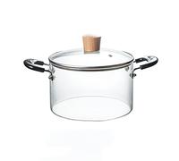 MOBYGKFY Pentola in vetro for uso domestico da 2,3 litri Pentola for zuppa resistente al calore Insalata trasparente Ciotola for spaghetti istantanei(1300ml)