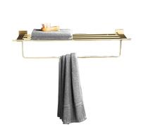 MOBYGKFY Portasciugamani da bagno senza perforazione in ottone spazzolato Portasciugamani da bagno Porta carta igienica con mensola scandinava