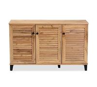 MOBYGKFY Scarpiera in legno di quercia rifinito a tre ante Scarpiera traspirante Foyer Corridor Furniture
