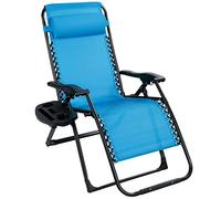 MOBYGKFY Sedia a sdraio oversize da patio reclinabile pieghevole for impieghi gravosi blu