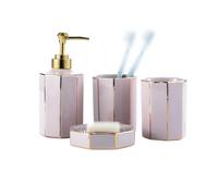 MOBYGKFY Set da bagno in ceramica oro rosa, tazza for collutorio, bottiglia disinfettante for le mani, bagno set da quattro pezzi