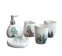 MOBYGKFY Set da cinque pezzi di articoli da toeletta in ceramica con piante verdi for il bagno