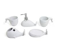 MOBYGKFY Set Da Lavaggio In Resina 5 Pezzi, Abito Bagno Chic Casa, Bottiglia Di Emulsione, Tazza Porta Spazzolino