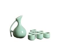 MOBYGKFY Set da vino Celadon Fiaschetta con manico di corte 6 bicchieri da 30 ml Set da vino for sake regalo mezzo mese Set di divisori for liquori