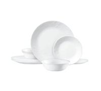 MOBYGKFY Set di stoviglie da 12 pezzi Piatti piani classici con motivo floreale in rilievo, ciotole for zuppa/cereali