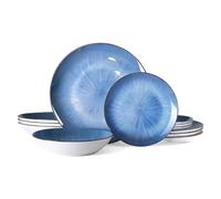 MOBYGKFY Set di stoviglie da cucina rotonde da 12 pezzi Set di piatti e ciotole Piatti Piatti for insalata Piatti da dessert Set di ciotole for cereali