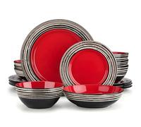 MOBYGKFY Set di stoviglie in gres da 16 pezzi con piatto da dessert, servizio di ciotole di pasta di cereali for 4 persone
