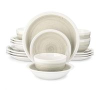 MOBYGKFY Set di stoviglie in gres da 16 pezzi con piatto da portata/dessert, ciotola for cereali/pasta for 4 persone