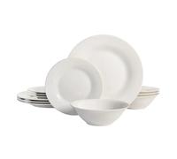 MOBYGKFY Set di stoviglie rotonde da 12 pezzi Stoviglie for hotel for famiglie Piatti e ciotole rotondi in ceramica