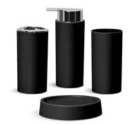 MOBYGKFY Set for il bagno, tazza for collutorio, portaspazzolino, scatola for sapone, set da quattro pezzi for il bagno(Blue,White)