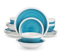 MOBYGKFY Stoviglie con piatto da portata/dessert, ciotola for cereali/pasta for 4 persone, set di stoviglie in gres da 16 pezzi