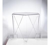 MOBYGKFY Tavolino da caffè in acrilico trasparente for uso domestico Tavolino da salotto creativo in cristallo Tavolo esagonale da balcone semplice(Blue,White)