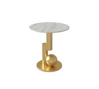 MOBYGKFY Tavolino Divano Soggiorno Luce Angolo di lusso Qualche tavolo d'angolo con lastre di roccia Tavolino dal design casual(Blanco)