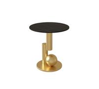 MOBYGKFY Tavolino Divano Soggiorno Luce Angolo di lusso Qualche tavolo d'angolo con lastre di roccia Tavolino dal design casual(Schwarz)