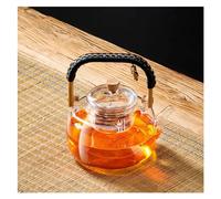 MOBYGKFY Teiera in vetro con manico intrecciato Teiera resistente al calore Set da tè trasparente con bollitore for tè fumante