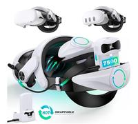 Mocagen Cinghia per la testa per Meta Quest 3S/Quest 3/Quest 2 con display digitale batteria e dock di ricarica, tempo extra, migliora il comfort degli auricolari VR