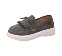 Mocasines Casuales de Moda con Parte Superior sintética y borlas, cómodos y ligeros, planos para Uso diario. (Grey-1, 38)