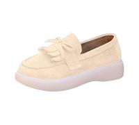 Mocasines Casuales de Moda con Parte Superior sintética y borlas, cómodos y ligeros, planos para Uso diario. (Beige-1, 39)