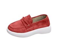 Mocasines Casuales sin Cordones, Zapatos planos con borlas sintéticas a la Moda, cómodos para conducir y para Uso diario en Otoño. (Red-2, 41)