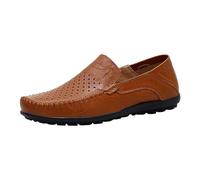 Mocasini retrò in morbida pelle per uomo comodi leggeri casual slip on scarpe da passeggio Business Work Party Wedding Penny mocassini ampia larghezza estate abito scarpa, Marrone, 42.5 EU