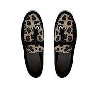 Mocassini bassi da donna, alla moda, con stampa leopardata, piatti, senza lacci, estivi, casual, mocassini da guida, mocassini, mocassini, comodi, punta chiusa, scarpe da barca alla moda, Nero , 40 EU