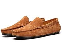 Mocassini Brogue da Uomo in Pelle Scamosciata Comfort di Guida Casual da Passeggio Piatto Abito da Lavoro Scarpe da Barca Classiche 41-42 EU Marrone,26.0 CM Tacco a Punta