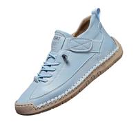 Mocassini casual da donna e da uomo, stile bohémien, scarpe da passeggio piatte con lacci, scarpe da ginnastica per vacanze quotidiane, blu cielo, 42 EU