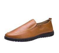 Mocassini casual da uomo in pelle, scarpe da guida, leggere, morbide, antiscivolo, per il tempo libero, traspiranti, calzature da lavoro, alla moda, mocassini con fondo piatto, Marrone, 42 1/3 EU